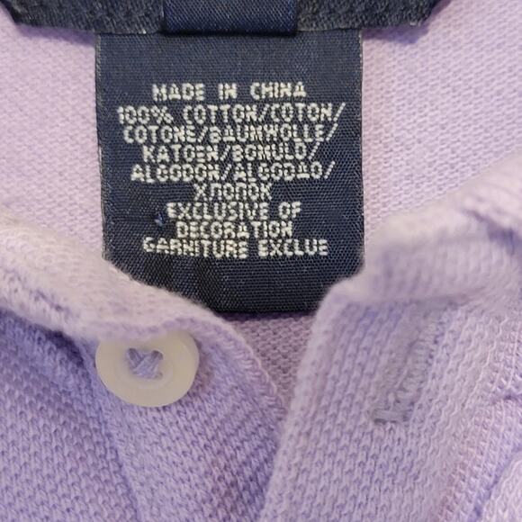 Ralph Lauren Girls Short Sleeve Ruffle Button Down Purple Polo Top Size 9 Month - Picture 7 of 8